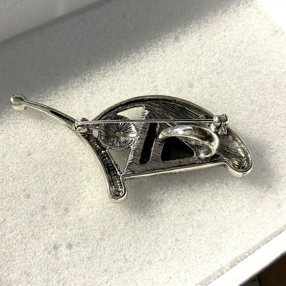 Artisan Modernist Conver Brooch Pendant – Abalone, Pearl, & Hammered Silver-Tone - Picture 2 of 2